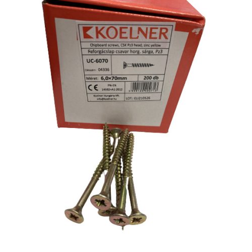 KO UC- 6070 KOELNER ....6*70 mm-es faforgácslapcsavar (200 db/dob, edb/gy)