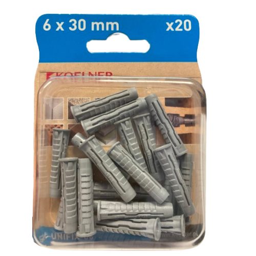 B-UNIFIX-06 .... UNIPLUG nagyteljesítményű univerzális nylon dübel 6x30 mm (20db/csom,12csom/dob)