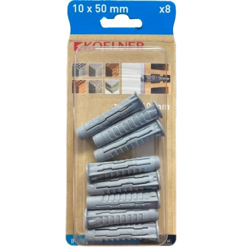 B-UNIFIX-10 .... UNIPLUG nagyteljesítményű univerzális nylon dübel 10x50 mm (8db/cson,12csom/dob)