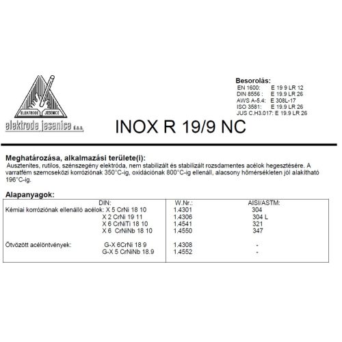 Elektróda INOX R19/9 NC 2.5 mm/0.8kg