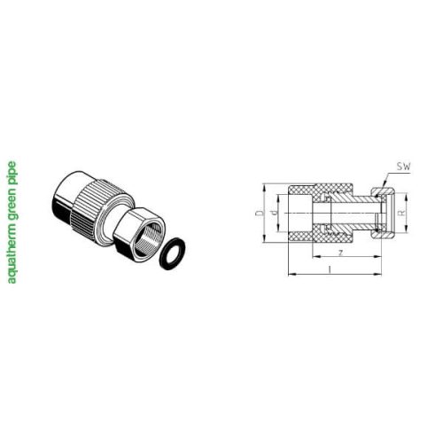 AQUATHERM hollandis csatlakozó 25mm / anya 3/4″