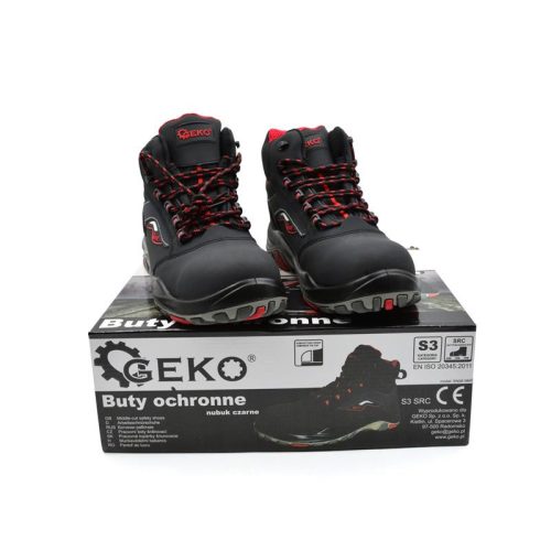 GEKO Biztonsági cipő 9-es modellsz. nubuk fekete S3 SRC, méret 46